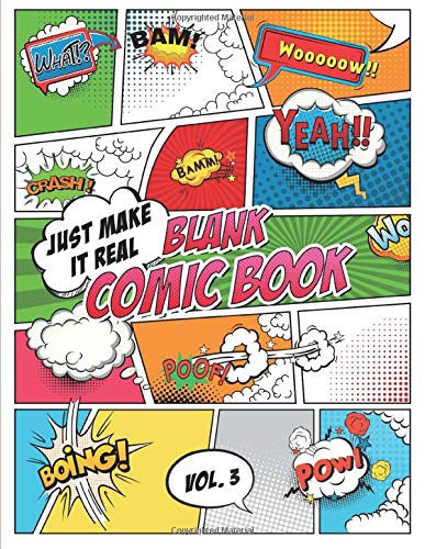 Blank Comic Book Just make it Real: Check Pattern in Look Inside feature! - Large (8.5 x 11 inches) - 120 Sketchbook Paper – 60 Sheets -- Gre